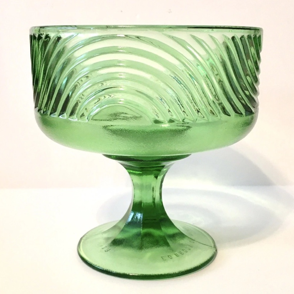 Vintage, Green Glass, Pedestal Bowl - E.O. Brody Co. #138